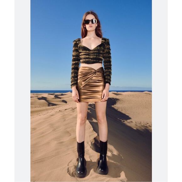ZARA | Blogger Fave NEW Corsetry Tulle Crop Top XS Long Sleeves Sweetheart Neck - Picture 1 of 14